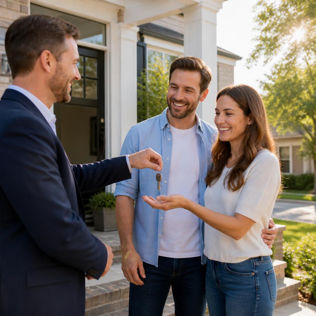 Happy family closing on a new Arlington Heights home